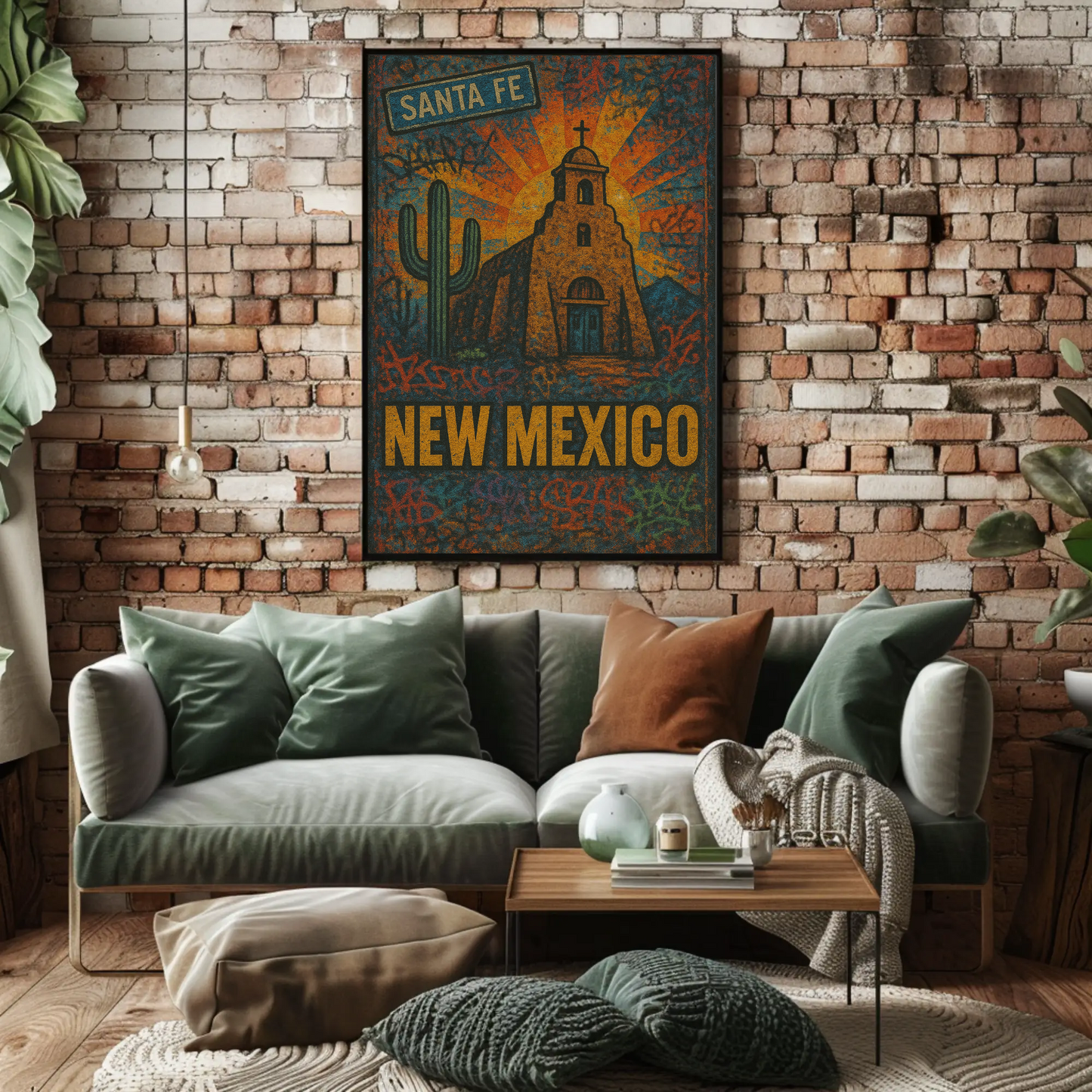 Santa Fe New Mexico Cactus Travel Poster