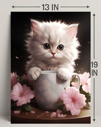 Kitten In A Cup Poster PosterGoat