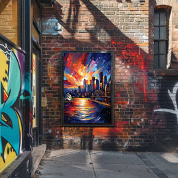 Vivid Cityscape At Sunset Poster