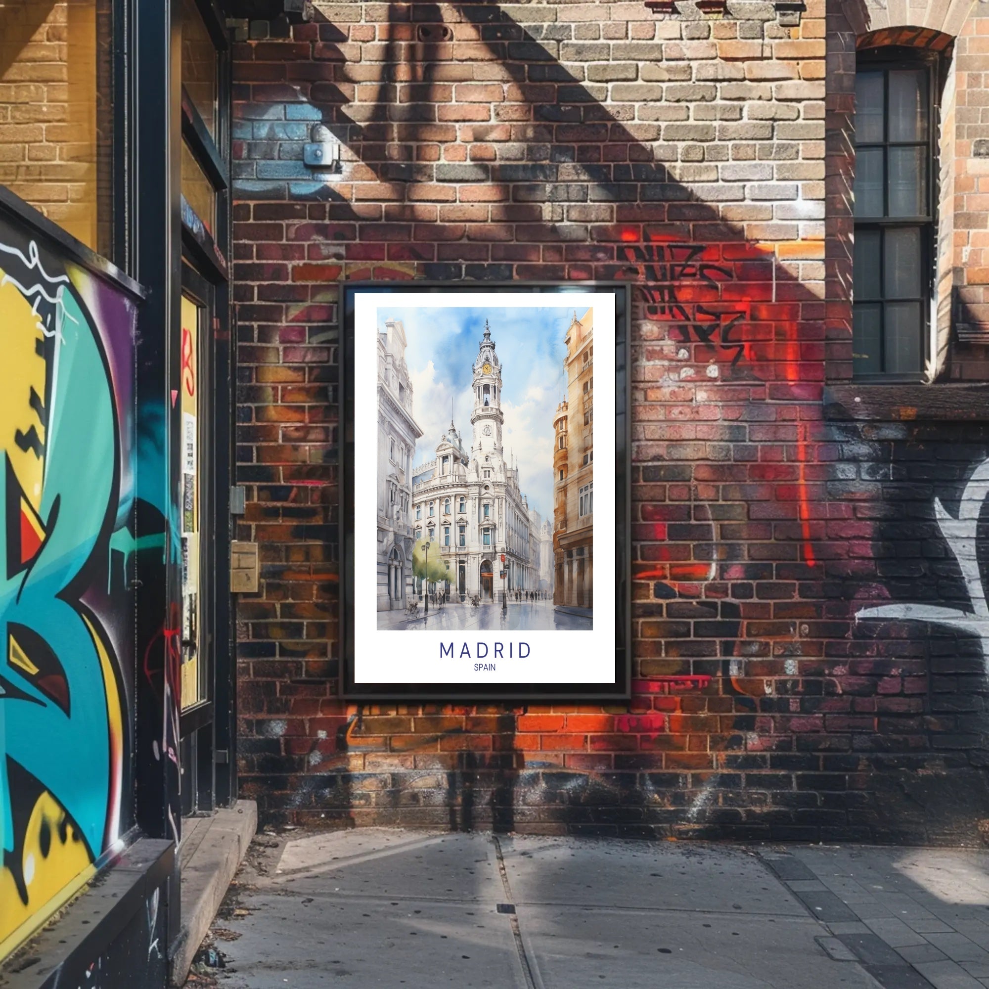 Madrid's Historic Building Watercolor Travel Poster PosterGoat