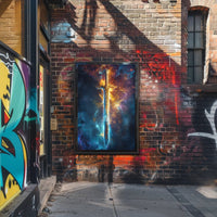 Cosmic Blade Art Print Poster for Home Decor and Wanderlust Enthusiasts PosterGoat