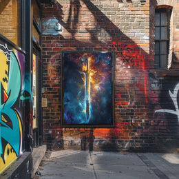 Cosmic Blade Art Print Poster for Home Decor and Wanderlust Enthusiasts PosterGoat