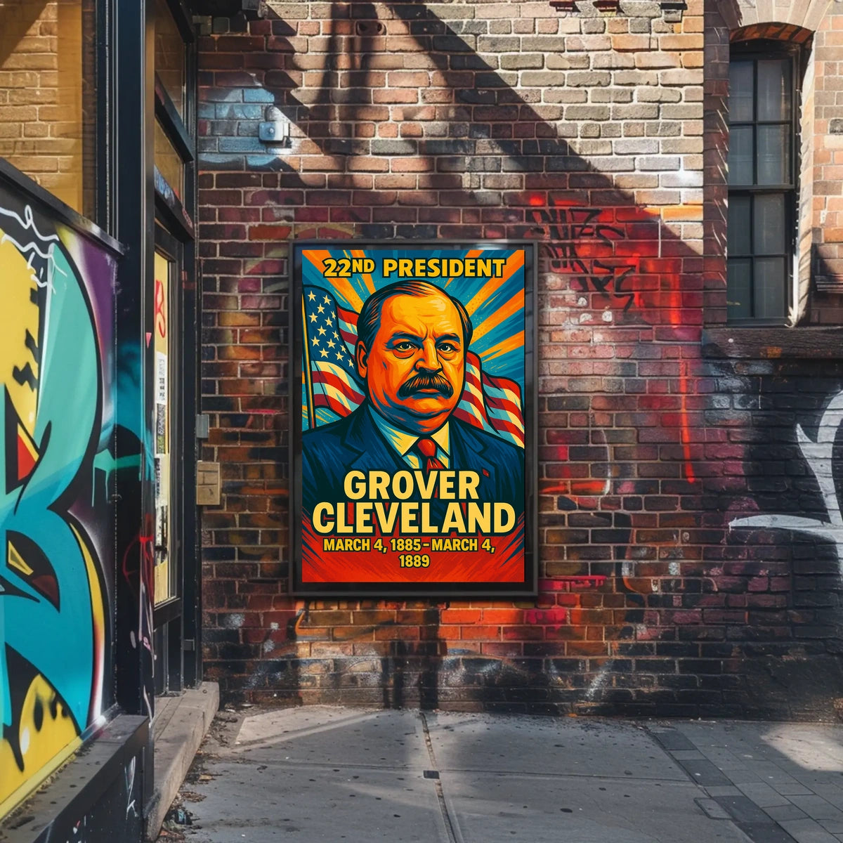 Grover Cleveland 22nd President of the United States Colorful Comic Book Style Poster