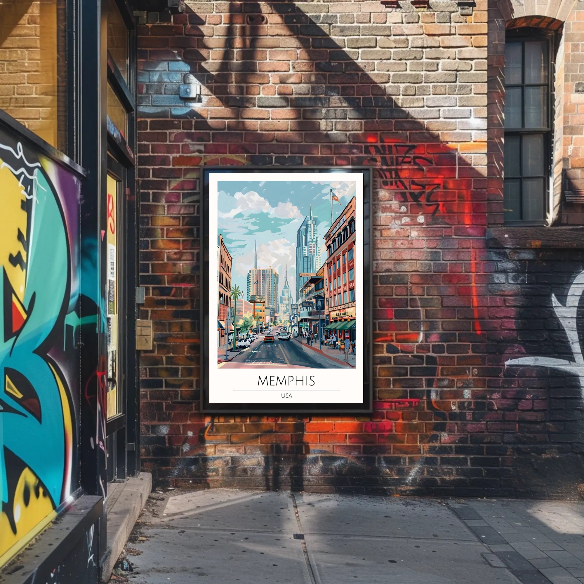Memphis Cityscape Poster PosterGoat