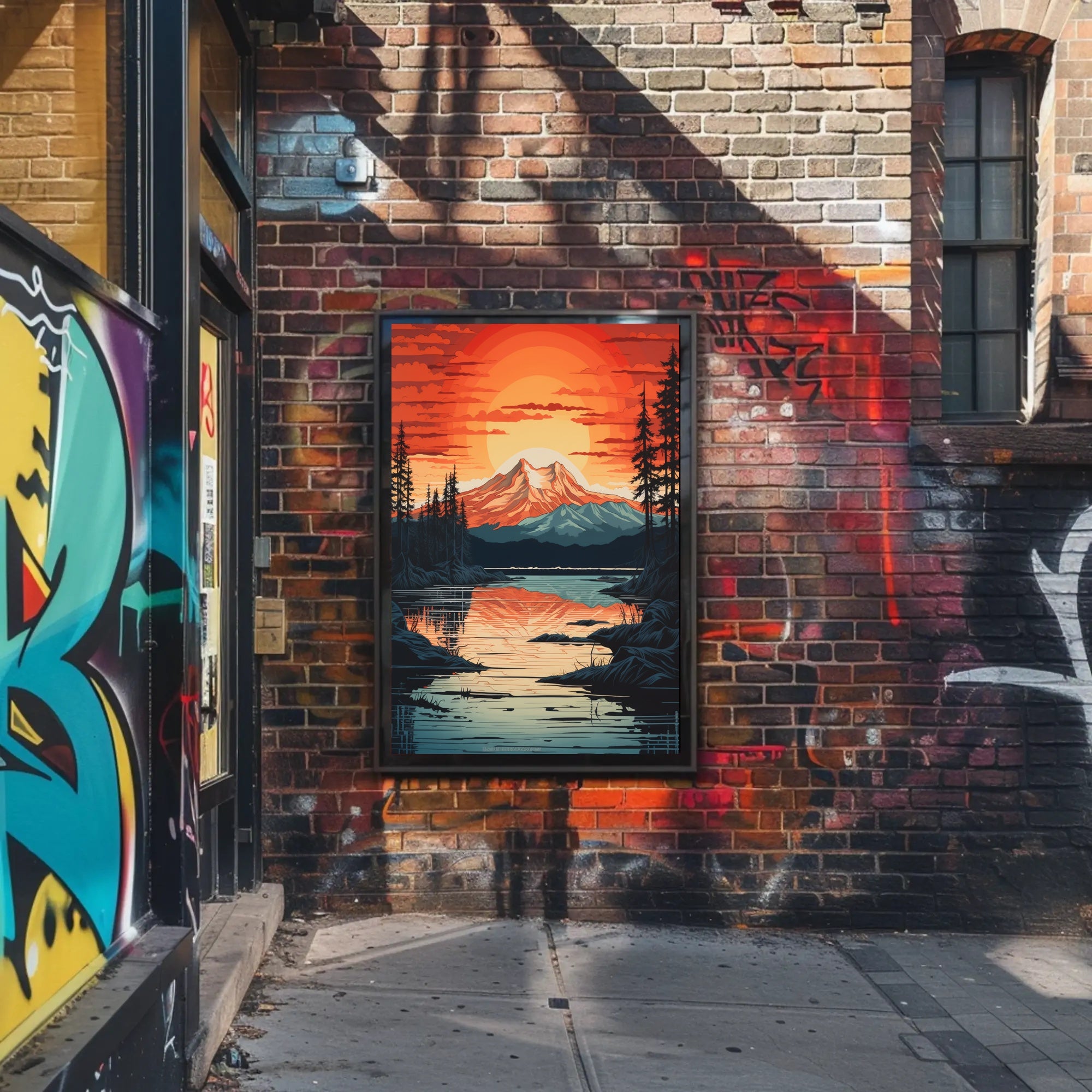 Serene Mountain Sunset Poster PosterGoat