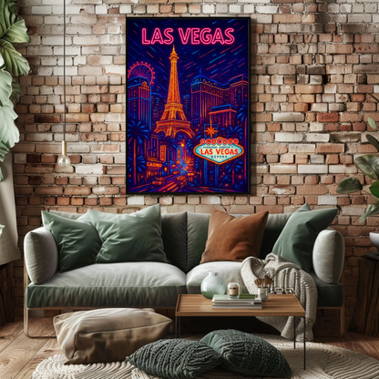 Las Vegas Neon Night Lights Travel Poster