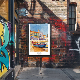 Vibrant Watercolor Coastal Scene Travel Poster PosterGoat
