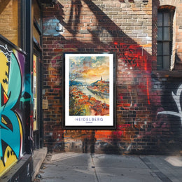 Heidelberg Watercolor Dreamscape Urban or Cityscape Poster PosterGoat
