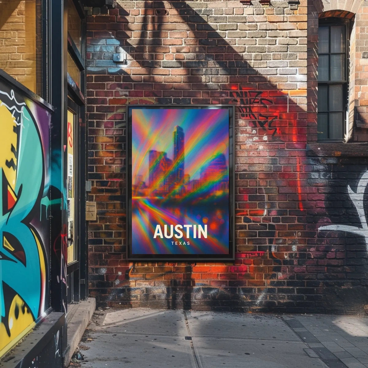Austin Cityscape Psychedelic Pop Art Urban Poster