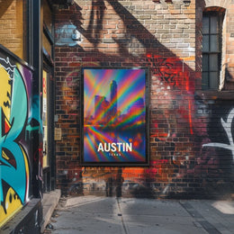 Austin Cityscape Psychedelic Pop Art Urban Poster