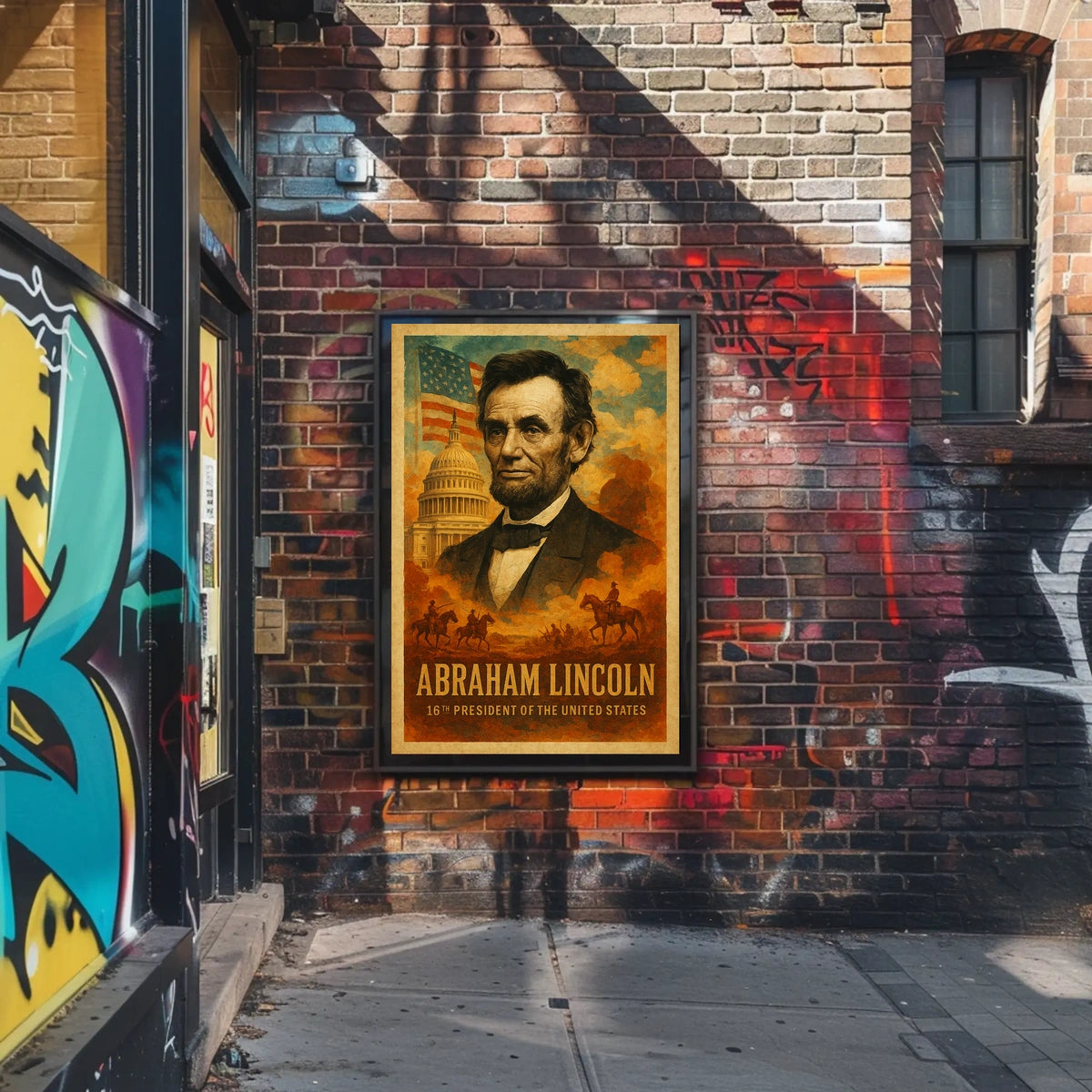 Abraham Lincoln 16th President of the United States Layered Digital Collage Poster