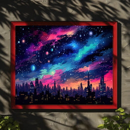 Cosmic Cityscape Poster PosterGoat