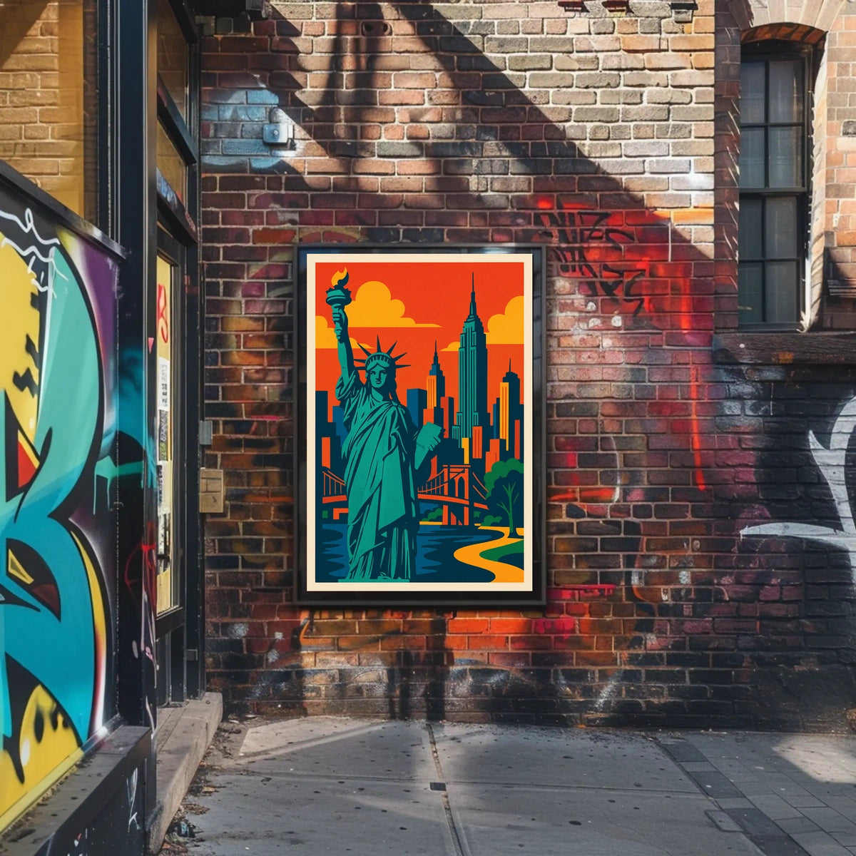 New York City Skyline Poster Modern Travel Wall Art