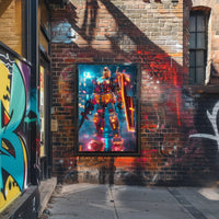 Neon Mech Warrior Art Print Poster for Home Decor PosterGoat