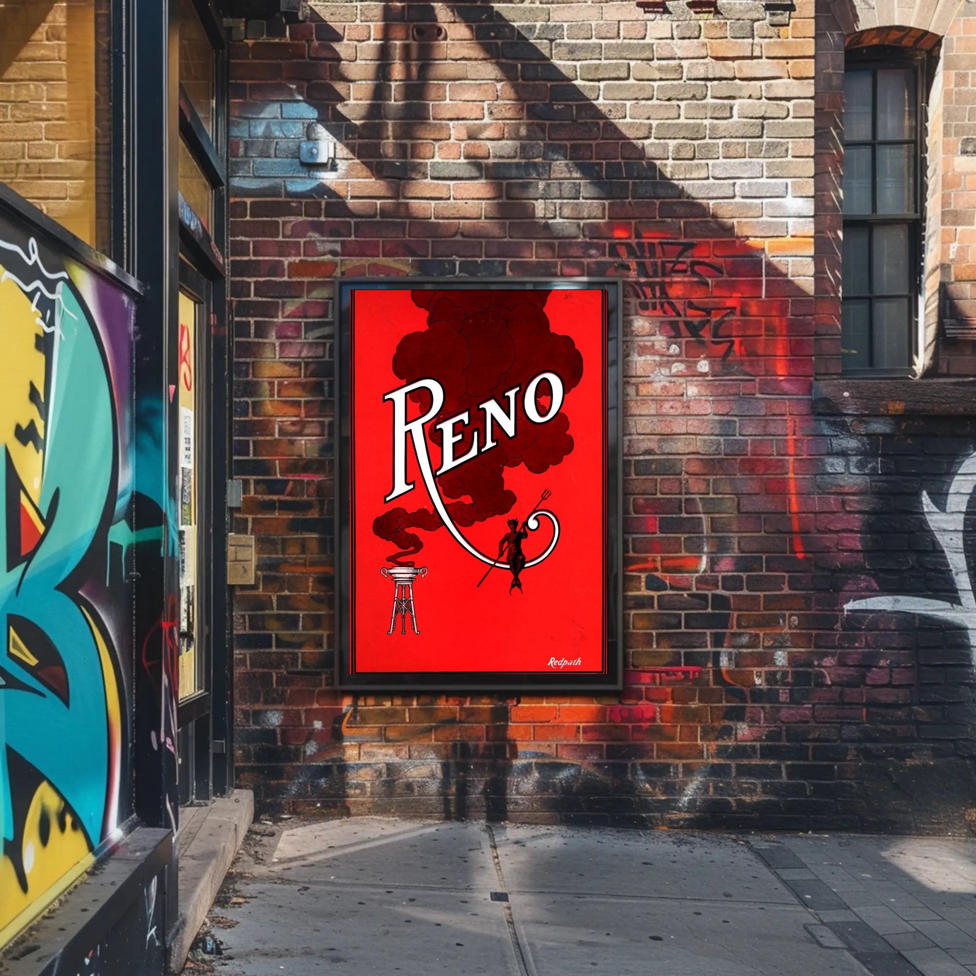 Devilish Reno Art Deco Vintage Travel Poster