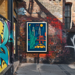 New York City Vibrant Urban Art Poster Modern Wall Art