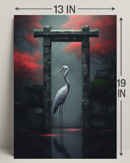 Tranquil Crane In A Mystical Garden Poster