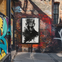 Intense Black and White Brooding Character Poster PosterGoat