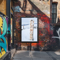 Snow-Covered Totem Poles Poster