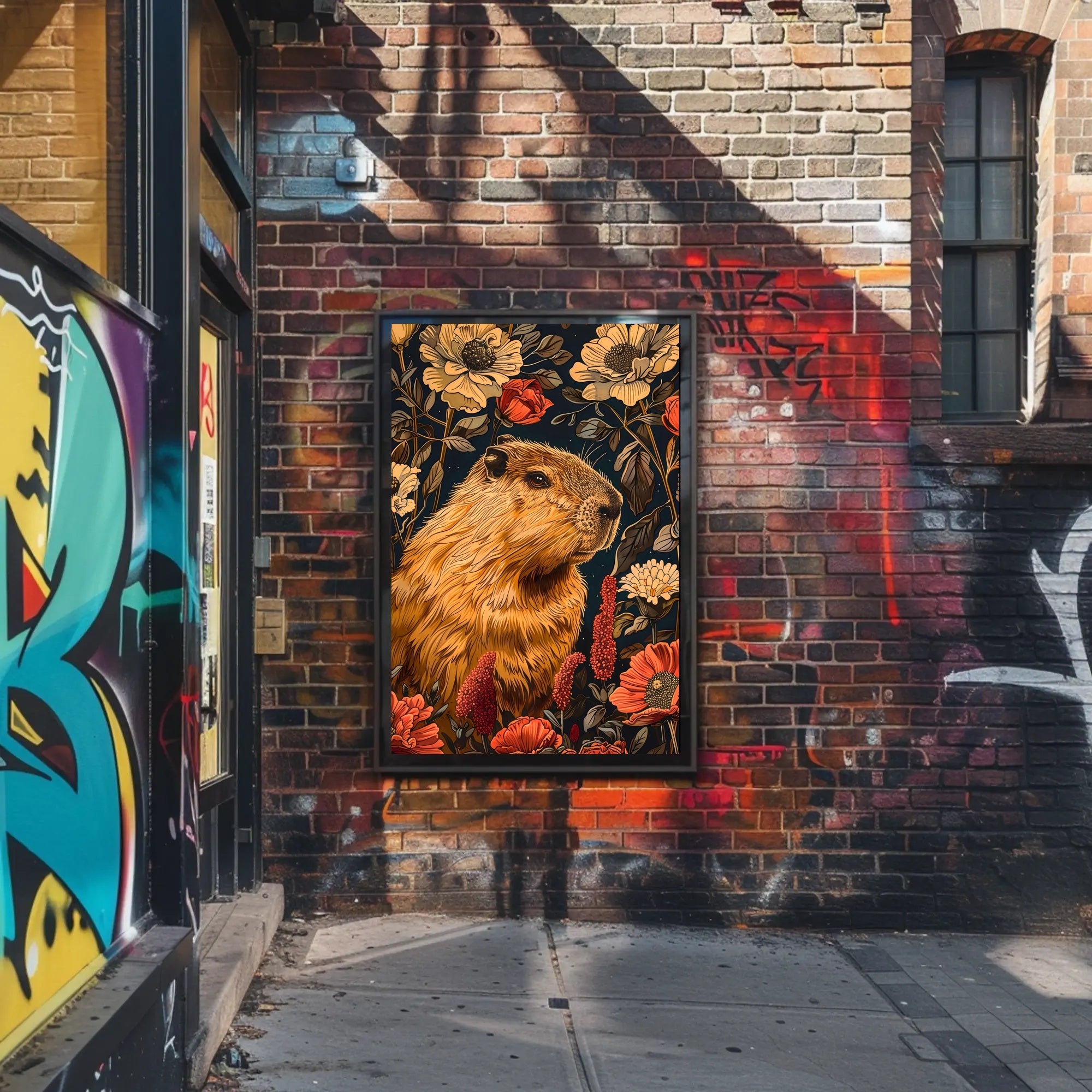 Capybara in Bloom Wall Art Print