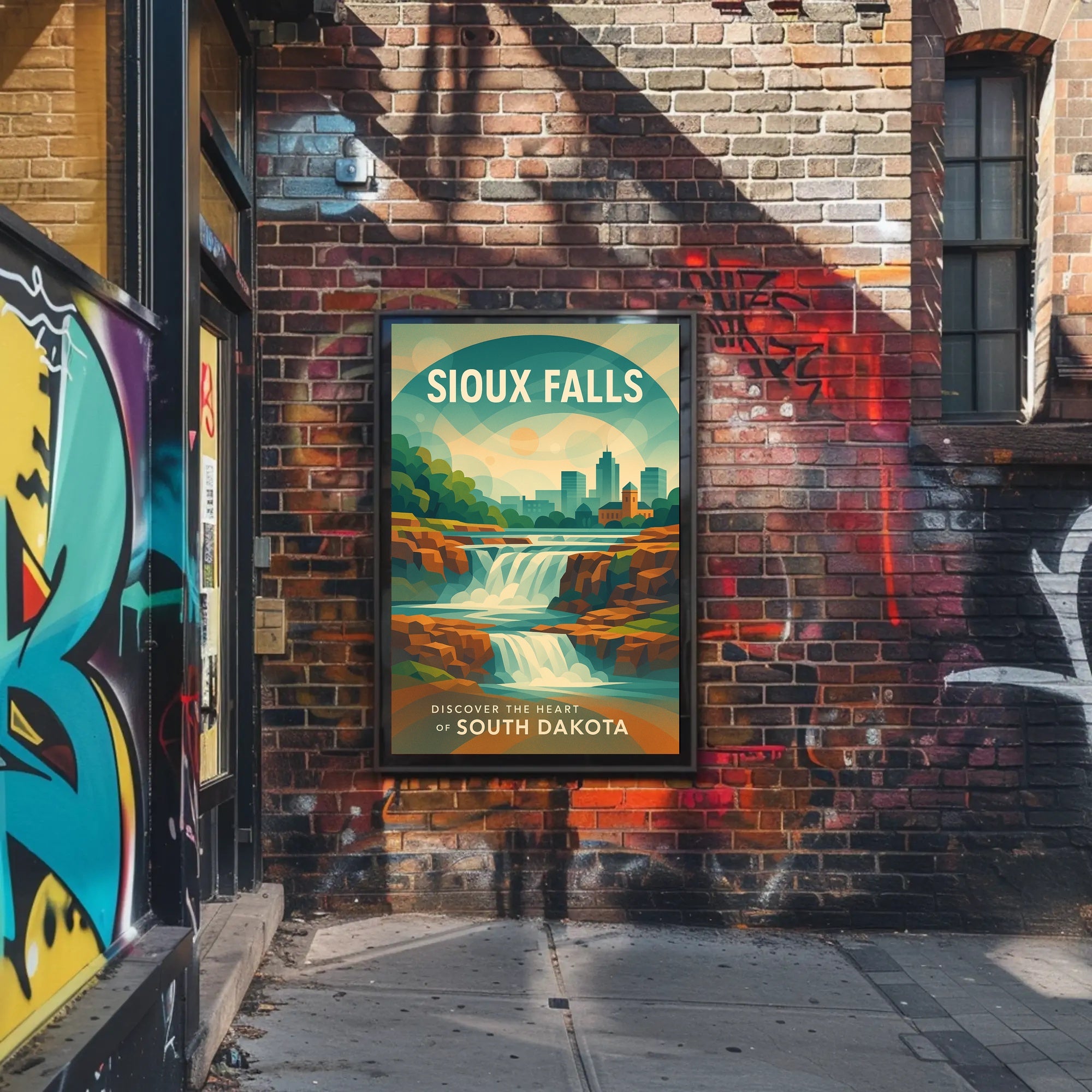 Sioux Falls Travel Adventure Art Poster PosterGoat