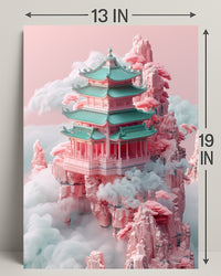 Floating Pagoda In The Clouds Poster PosterGoat