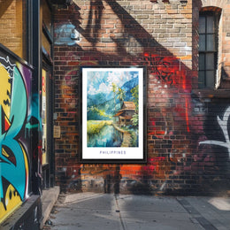 Serene Philippine Scene Watercolor Artistic Poster PosterGoat