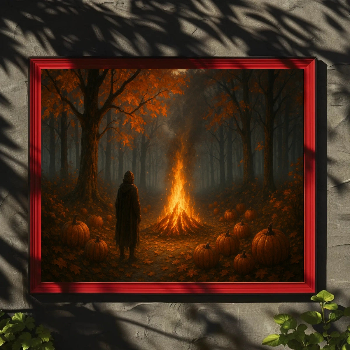 Autumn Bonfire Woods Watercolor Cozy Poster