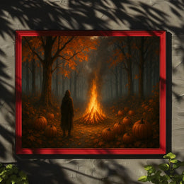 Autumn Bonfire Woods Watercolor Cozy Poster