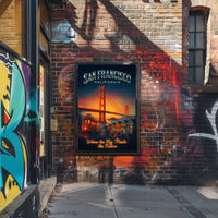 San Francisco Travel Icons Vintage Urban Cityscape Poster PosterGoat