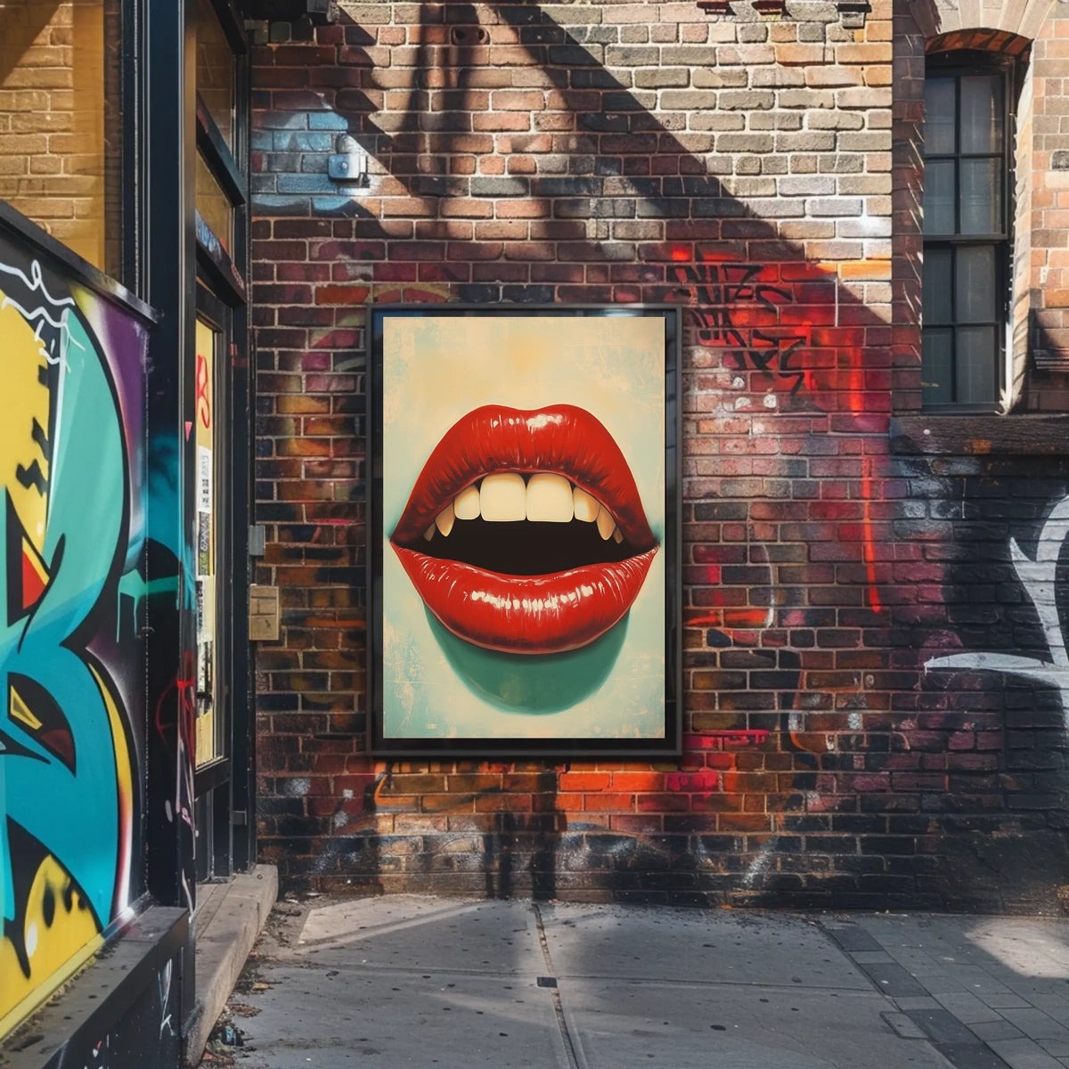 Glossy Red Lips Pop Art Glossy Lips Close-up Poster