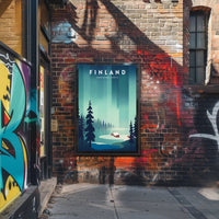 Northern Lights Finnish Wilderness Travel Poster