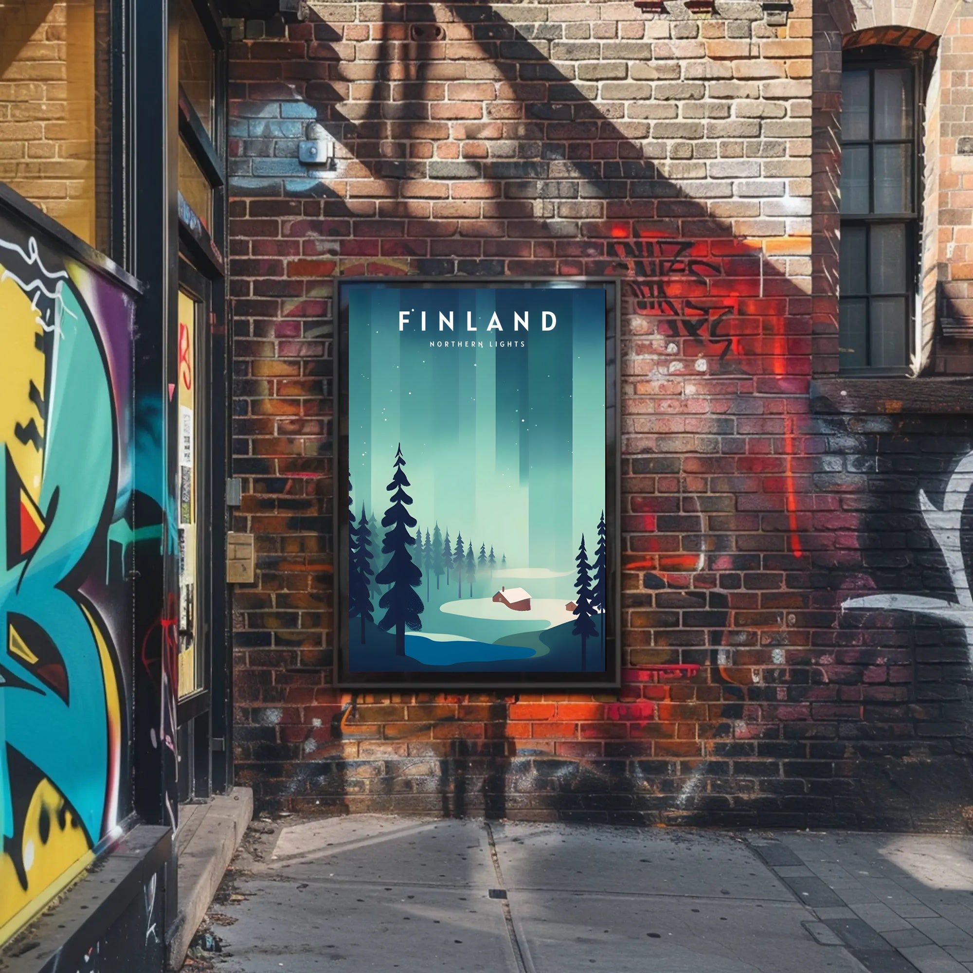 Northern Lights Finnish Wilderness Travel Poster