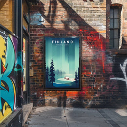 Northern Lights Finnish Wilderness Travel Poster