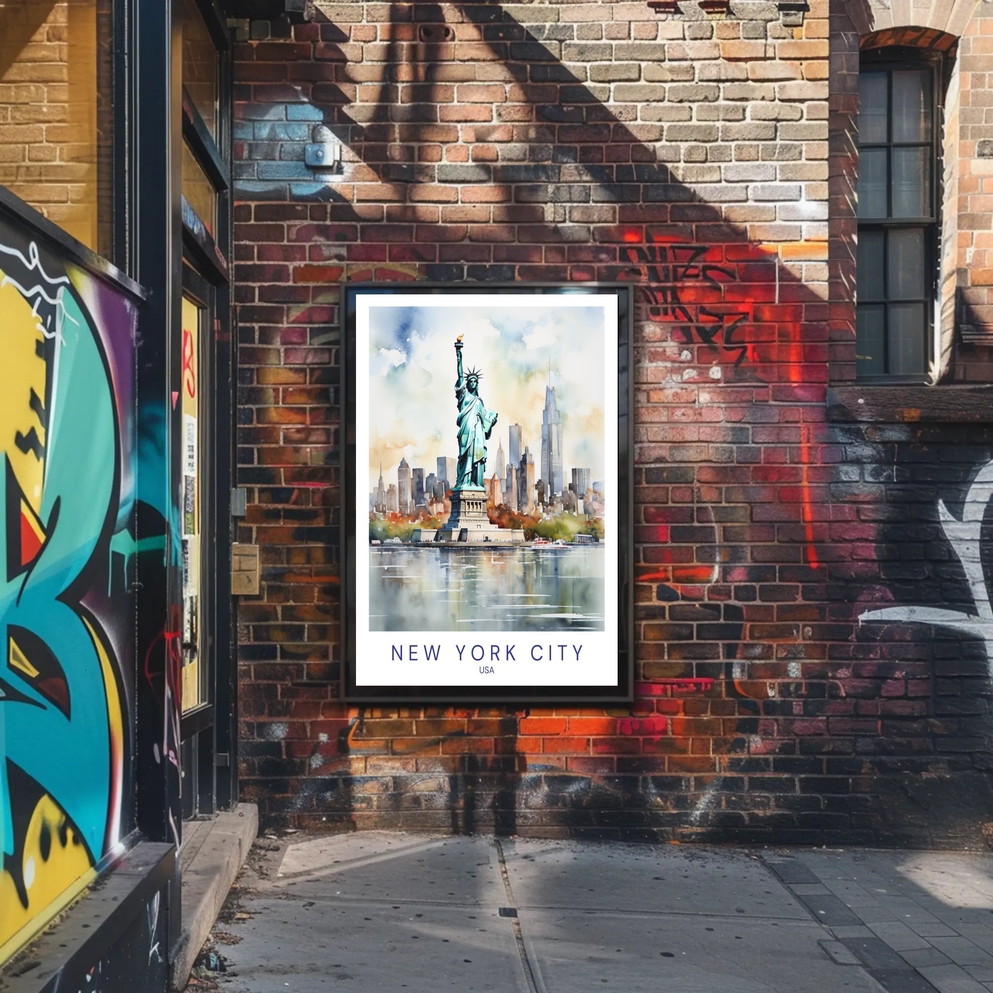 New York City Skyline and Liberty Travel Poster PosterGoat