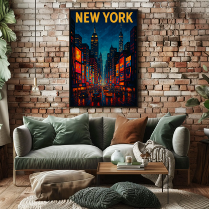 New York City Night Lights Travel Poster