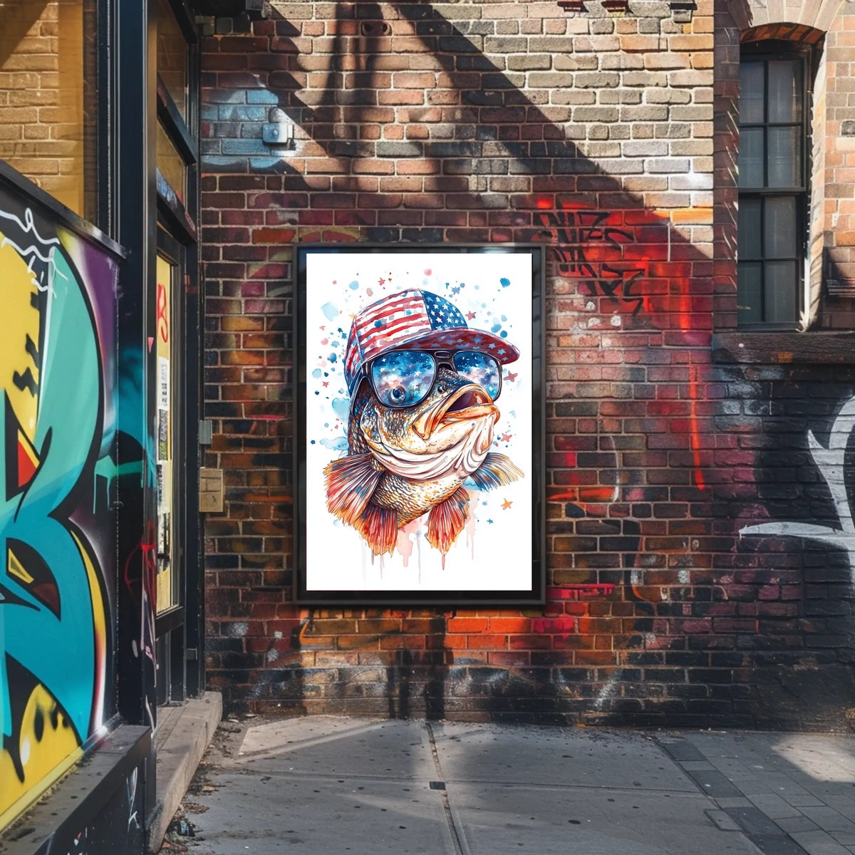 Bass Fish Wearing Backwards Snapback Cap Art Poster