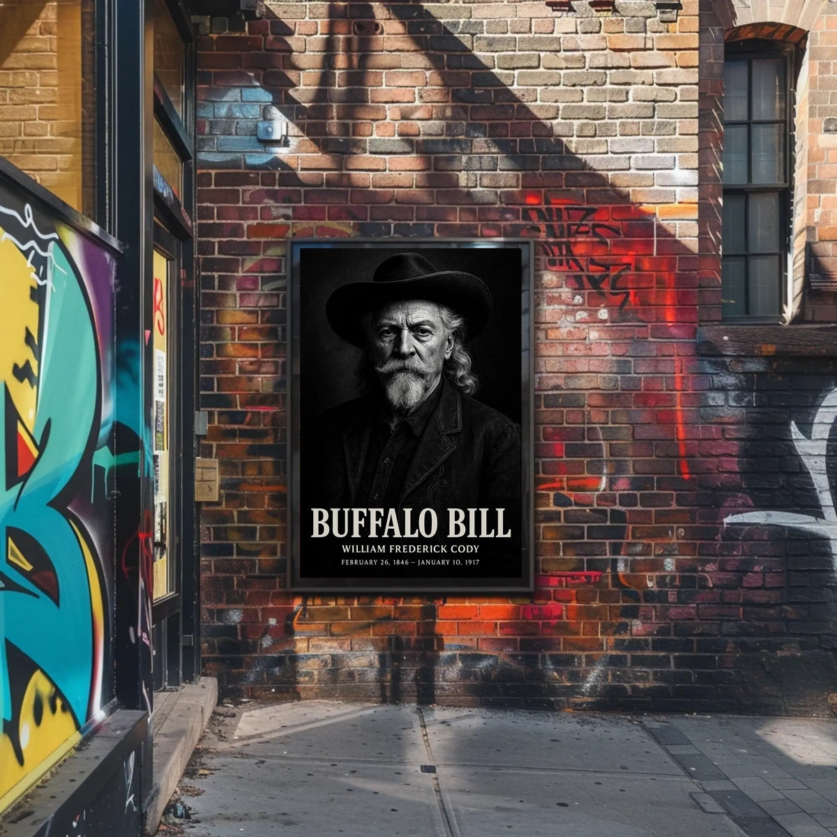 Buffalo Bill Monochrome Portrait Cultural or Heritage Poster
