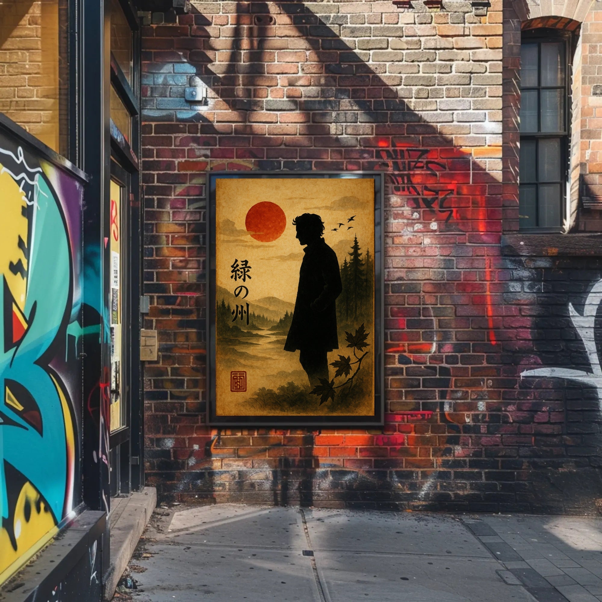 Silhouette at Sunset Art Print Wall Decor