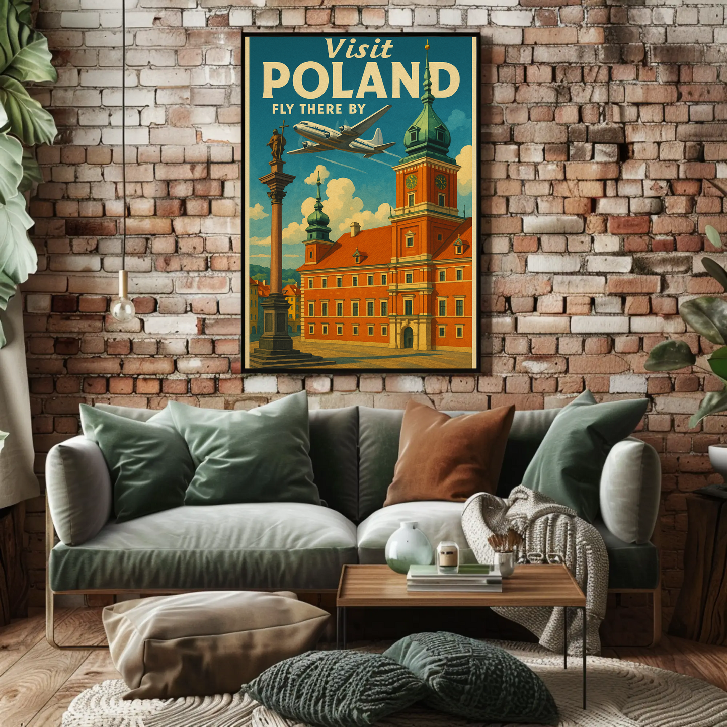 Visit Poland Historic Castle Flight Travel Poster