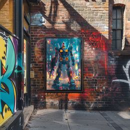 Neon Mecha Warrior Art Print Poster For Home Decor PosterGoat