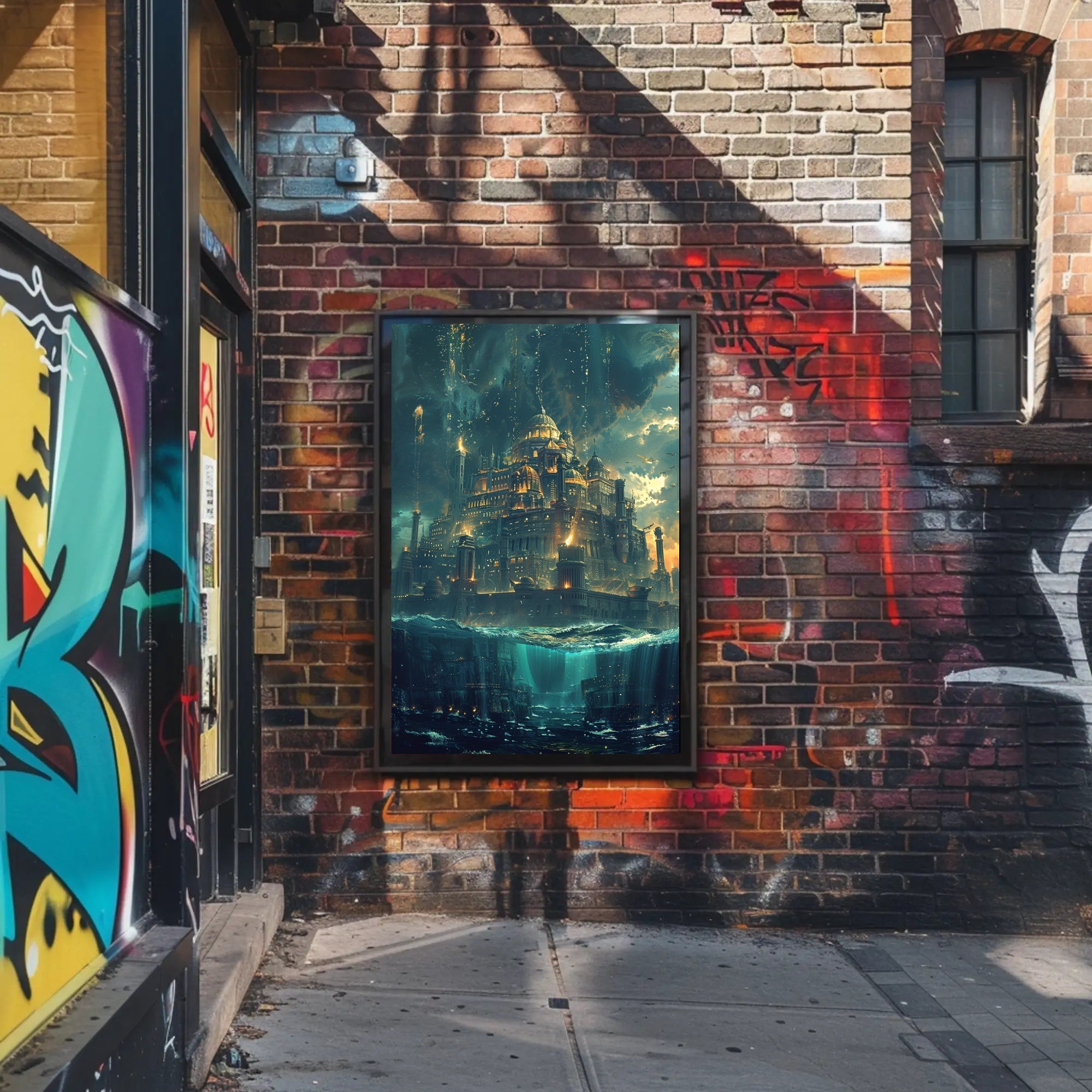 Lost Atlantis Cityscape: Surreal Fantasy Mythology Poster PosterGoat