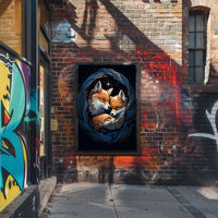 Starry Night With Foxes Poster