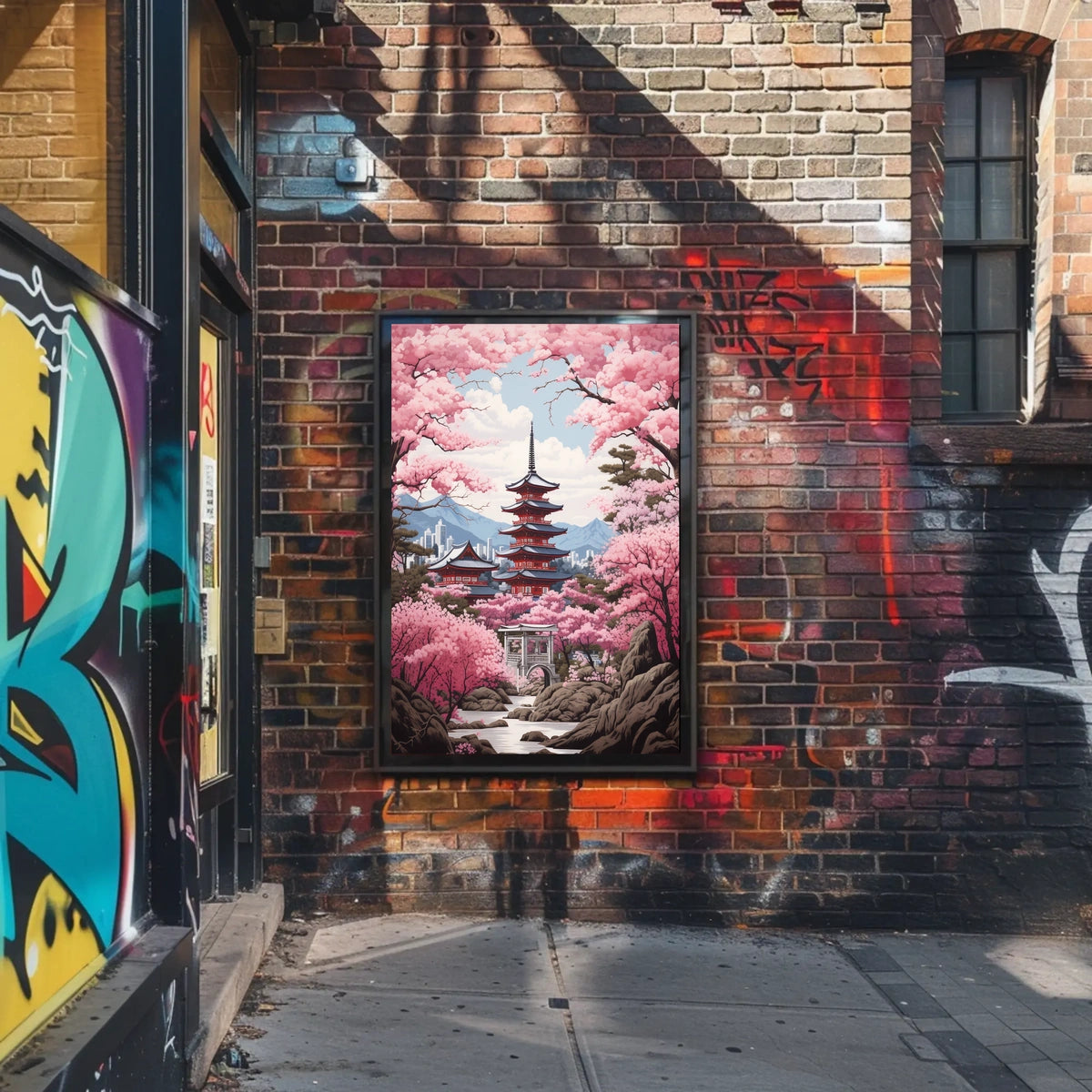 Cherry Blossom Pagoda Springtime Cultural or Heritage Poster