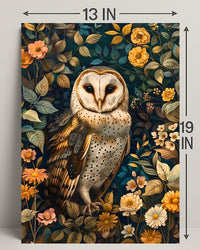 Barn Owl Enchantment in Bloom: Animal Poster