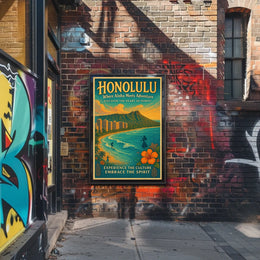 Honolulu Adventure Vintage Hawaiian Poster Print