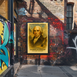 James Madison 4th President of the United States Vintage Watercolor Poster