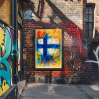 Abstract Finnish Flag Abstract Poster