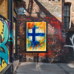 Abstract Finnish Flag Abstract Poster