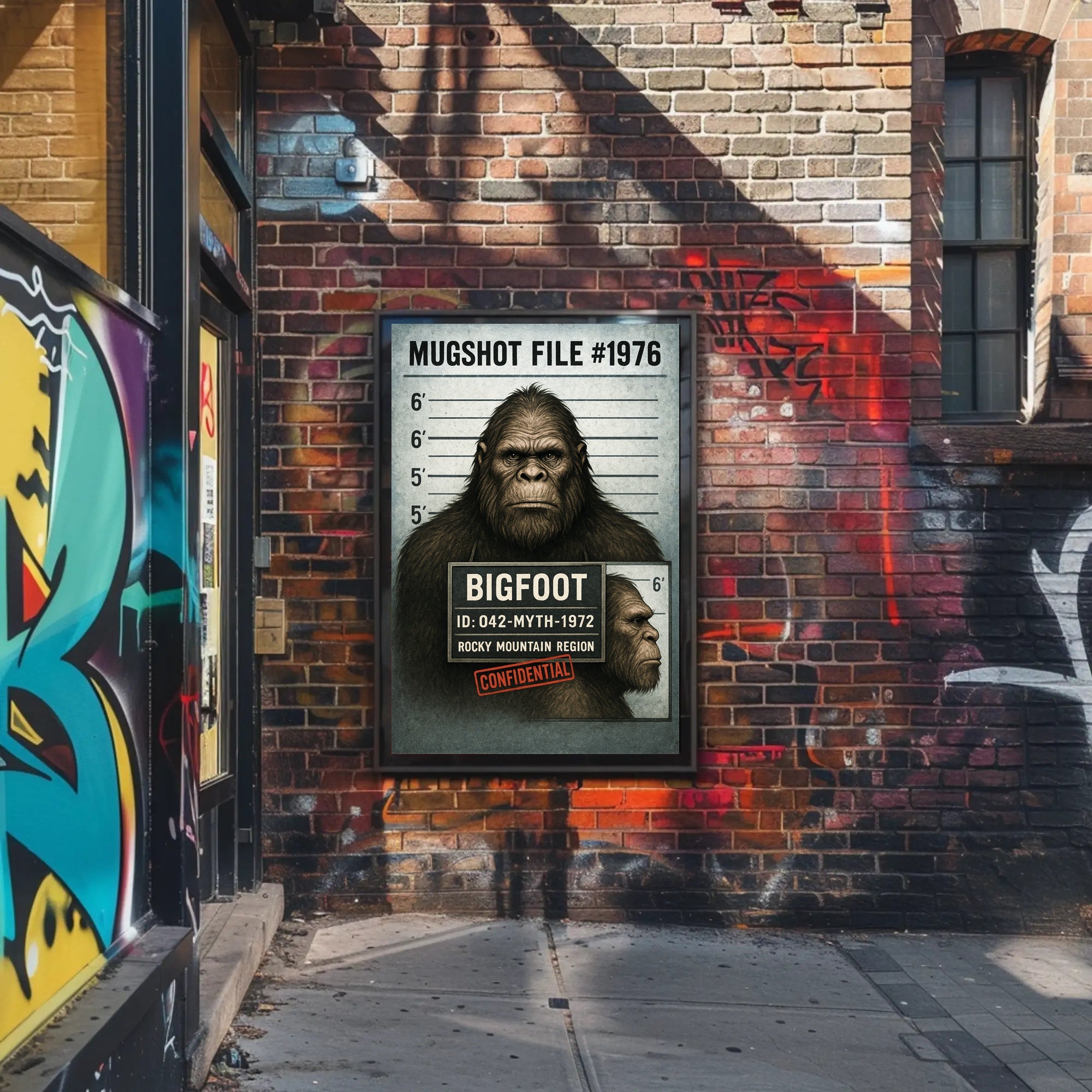 Bigfoot Mugshot  Mythical Sighting Poster PosterGoat